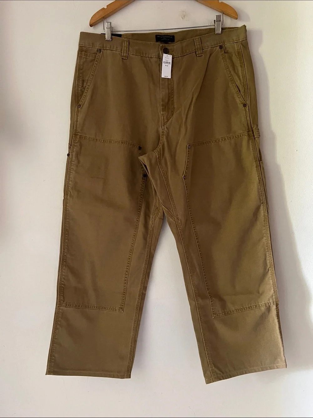 NWT Banana Republic Men's Workwear Utility Carpenter Pants Golden Beige Sz 38x32